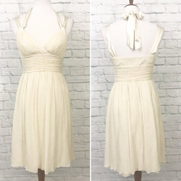 Donna Morgan 100% Silk Chiffon Ivory Dress Size 6 - Picture 1 of 7